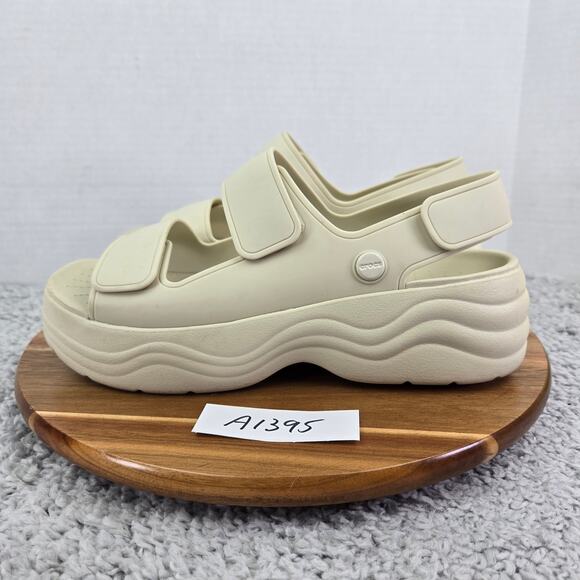 Crocs Skyline White Vanilla Double Strap Ankle Y2K Platform Square Toe Sandals - Picture 1 of 16